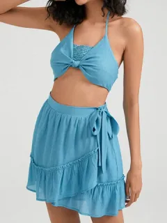 Traje de 2 uds con lazo en la espalda abierta