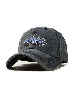 Washed Denim Baseball Cap with Embroidery