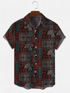 Spliced Geometric Tribal Shirts