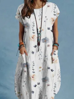 Doble bolsillo con estampado floral Vestido
