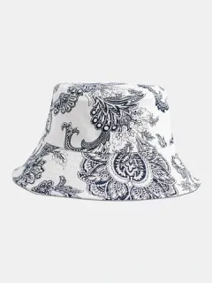 Unisex Line Drawing Cashew Flower Bucket Hat