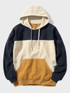 Color Block Corduroy Hoodies