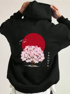 Japanese Cherry Blossom Print Hoodies