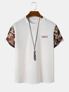 T-shirts with ethnic print of geometric letters