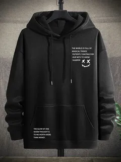 Smiley Face Letter Print Hoodies