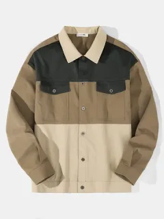 Jacket with patchwork and color blocks