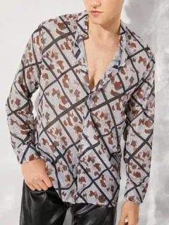 Men See Through Stained Glass Shirt