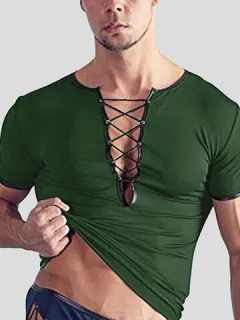 Men's Deep V Bandage Cross T-shirt