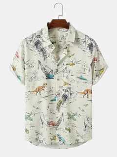 Hand Painted Street Shirts with Dinosaurs