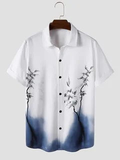 Chinese ink printed shirts Plant