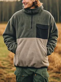 Fleece sweatshirts with contrast patchwork