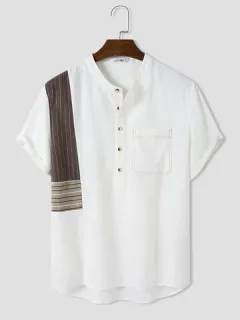 Color Block Half Collar Shirts