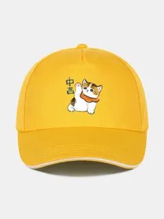 JASSY Unisex Cotton Polyester Simple Cat Print Baseball Cap