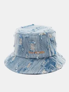 Unisex Denim Embroidery Bucket Hat