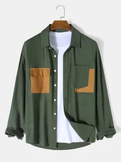Color Block Flat Chest Pocket Shirts