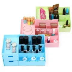 4 colores de plástico cosméticos organizador retirar el compartimiento de almacenamiento de esmalte de uñas caso