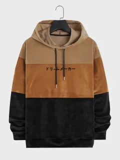 Japanese Print Color Block Hoodies