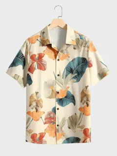 Allover Tropical Plant Printed Shirts