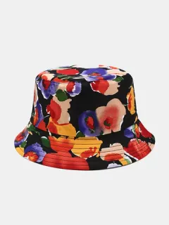 Women and Men Floral Overlay Print Pattern Bucket Hat