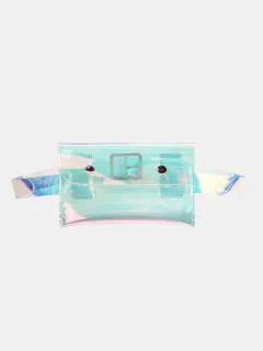 Mujer Sobre de rectángulo transparente Bolsa Láser Cintura Bolsa
