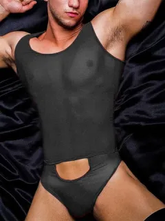 Transparent elastic triangular bodysuit