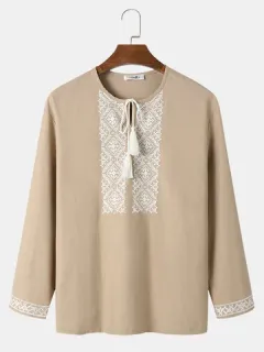 Ethnic t-shirts with embroidered ribbon