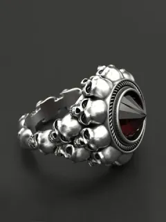 Anillo de gemas con incrustaciones de calavera
