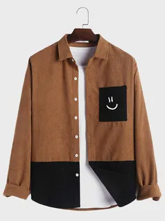 Smile Embroidered Patchwork Shirts
