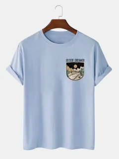 Cactus Landscape Print Cotton T-shirts