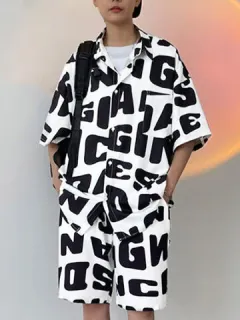 Allover Letter Print 2-Piece Sets