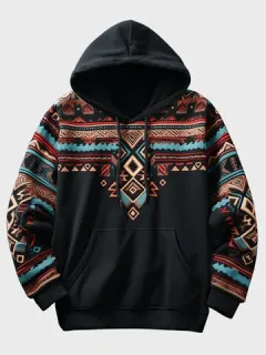 Ethnic Geometric Print Hoodies