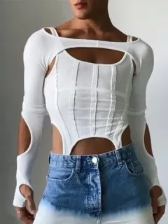 Solid Cutout Two Piece Suits
