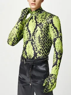 High Neck Snake Print T-shirt