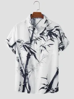 Shirts with bamboo print in Chinese ink
