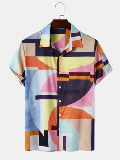 Shirts with chest pocket with geometric print