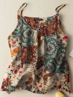 Camisola de algodón con estampado floral étnico