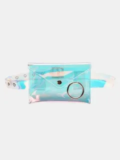 Mujer Transparente Mini Láser Cintura Bolsa Anillo Rectángulo Bolsa