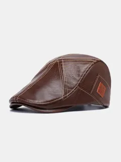 Cuero artificial vintage Sombrero Keep Warm Oreja Boina informal protegida Sombrero Gorras planas