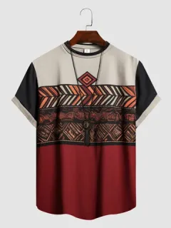Ethnic T-shirts Geo Patchwork Pattern