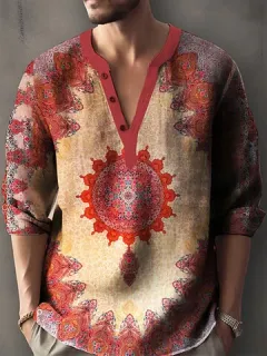 Vintage Ethnic Totem Henley Shirts
