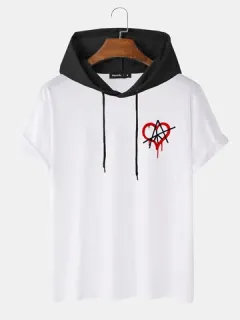 Hooded T-shirts with contrasting heart print
